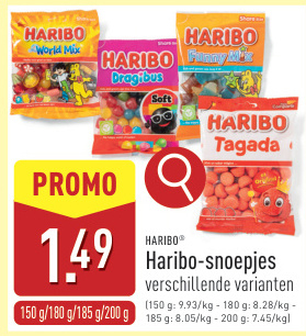 Aanbieding: Haribo-snoepjes verschillende varianten