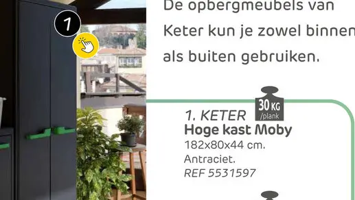 Aanbieding: Keter tuinkast moby antraciet 182x44x80cm