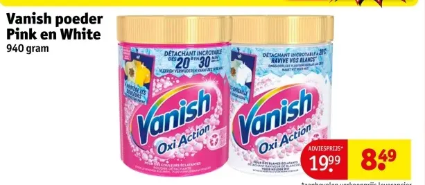 Aanbieding: Vanish poeder Pink en White