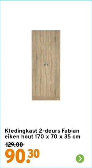 Aanbieding: Kledingkast 2-deurs Fabian