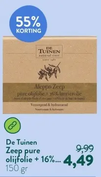 Aanbieding: De Tuinen Zeep pure olijfolie + 16%...