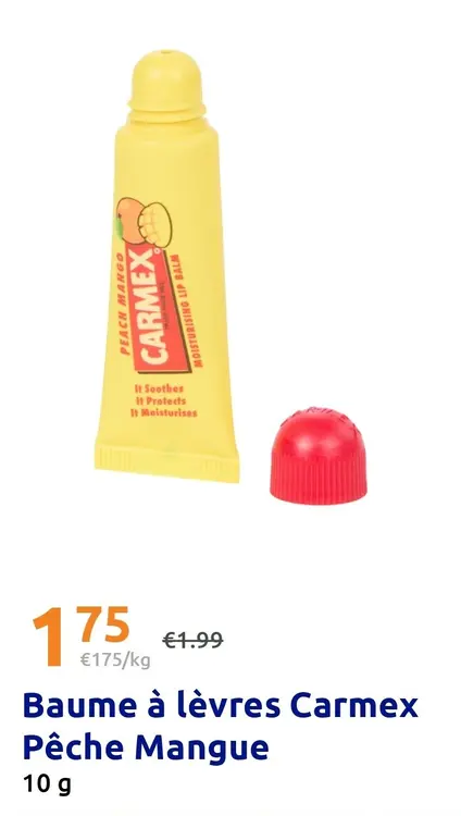 Offre: Baume à lèvres Carmex Pêche Mangue