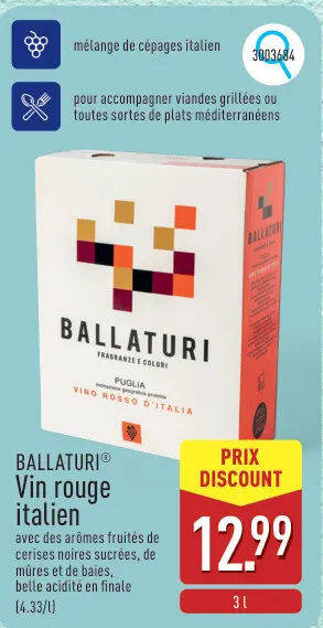 Offre: Vin rouge italien