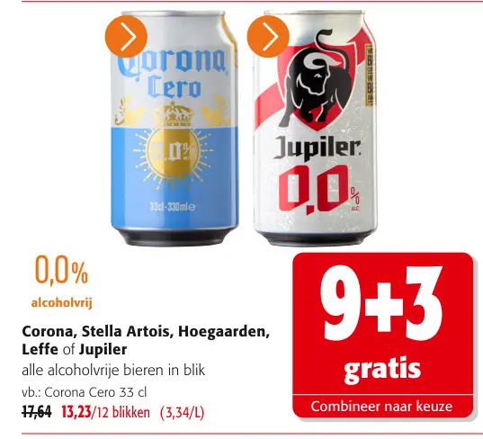 Promotie: Corona, Stella Artois, Hoegaarden, Leffe of Jupiler
