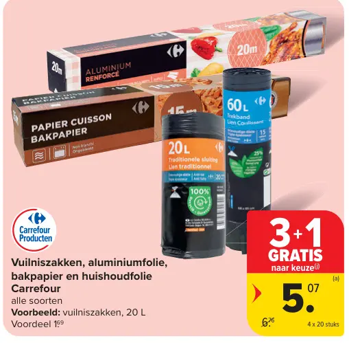 Promotie: Vuilniszakken, aluminiumfolie, bakpapier en huishoudfolie