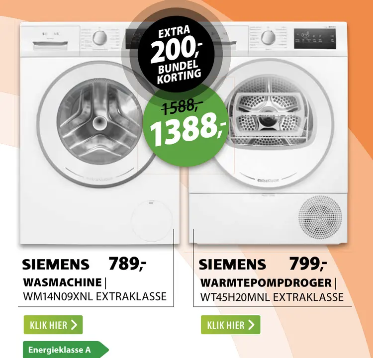Aanbieding: Wasmachine & warmtepompdroger