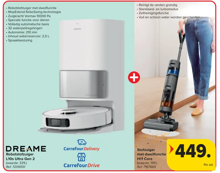 Promotie: Robotstofzuiger L10s Ultra Gen 2 + Stofzuiger met dweilfunctie H11 Core