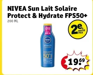 Offre: NIVEA Sun Lait Solaire Protect & Hydrate FPS5
