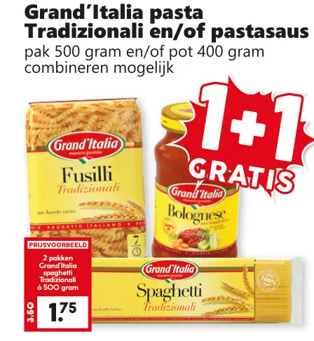 Aanbieding: Grand'Italia pasta Tradizionali en/of pastasaus