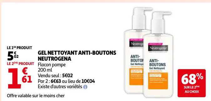 Offre: Gel nettoyant anti-boutons