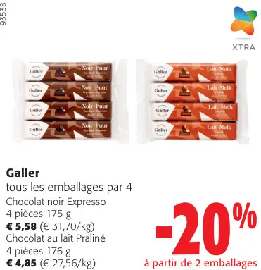 Offre: Galler tous les emballages par 4