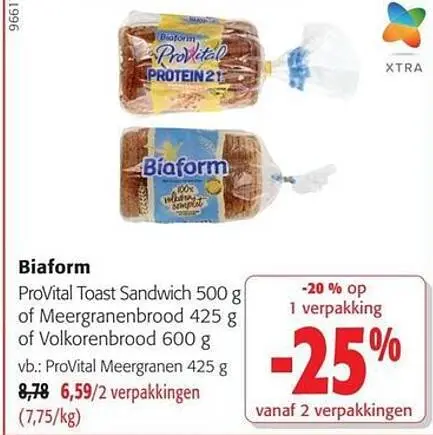 Promotie: Biaform ProVital Toast Sandwich of Meergranenbrood of volkorenbrood