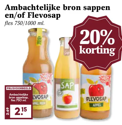 Aanbieding: Ambachtelijke bron sappen en/of Flevosap