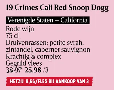 Aanbieding: 19 Crimes Cali Red Snoop Dogg