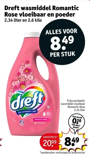 Aanbieding: wasmiddel Romantic Rose vloeibaar en poeder