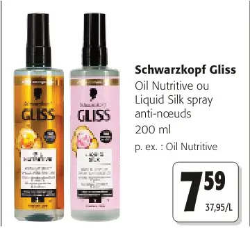 Offre: Gliss Oil Nutritive ou Liquid Silk spray anti-noeuds