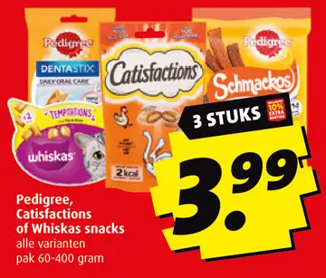 Aanbieding: Pedigree, Catisfactions of Whiskas snacks