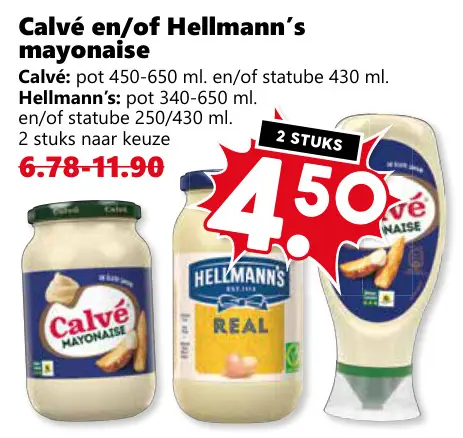 Aanbieding: Calvé en/of Hellmann's mayonaise