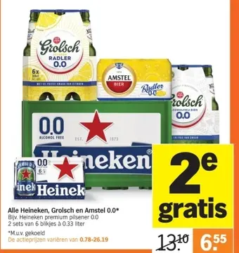 Aanbieding: Alle Heineken, Grolsch en Amstel 0.0*