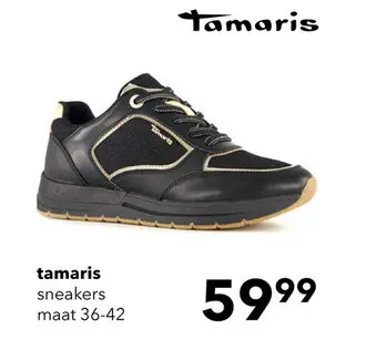 Aanbieding: Tamaris dames sneakers zwart goud
