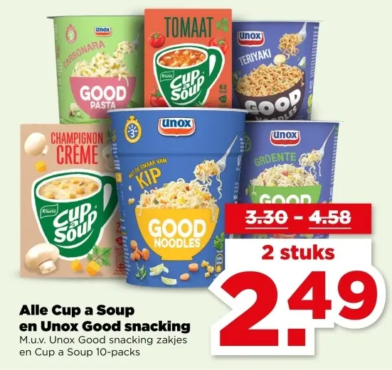 Aanbieding: Cup a Soup en Unox Good snacking