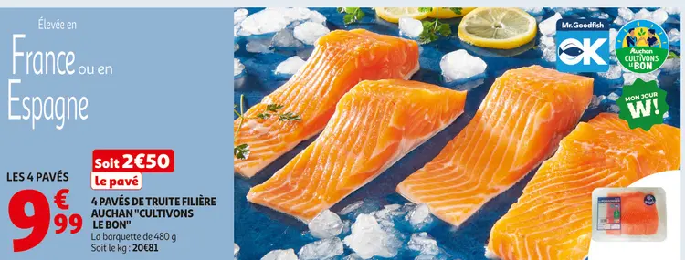 Offre: 4 pavés de truite filière