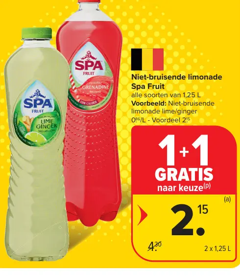 Promotie: Niet-bruisende limonade Spa Fruit