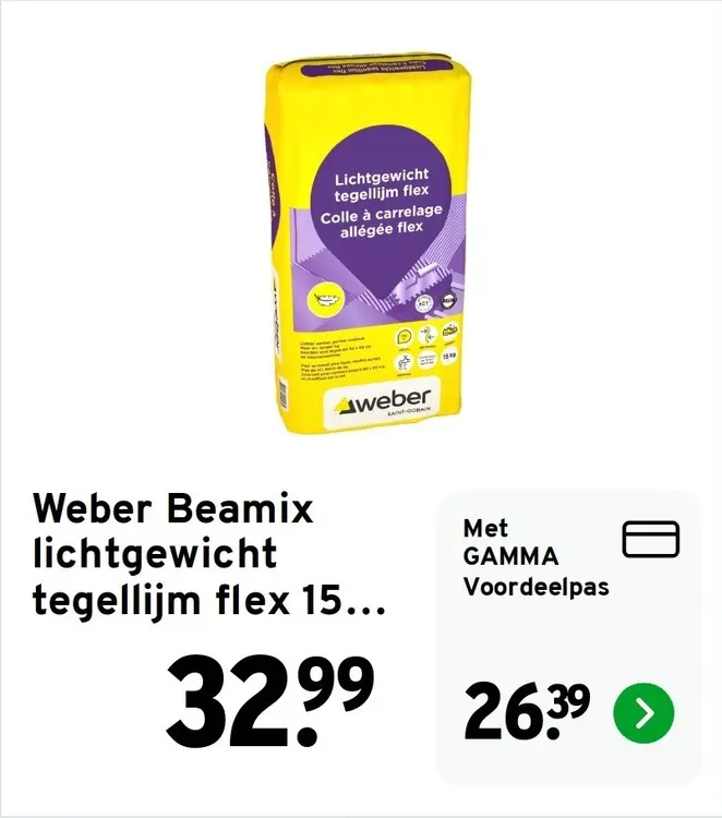 Aanbieding: Lichtgewicht tegellijm flex 15 kg