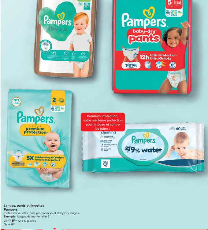 Offre: Langes, pants et lingettes