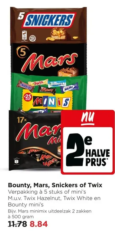 Aanbieding: Bounty, Mars, Snickers of Twix