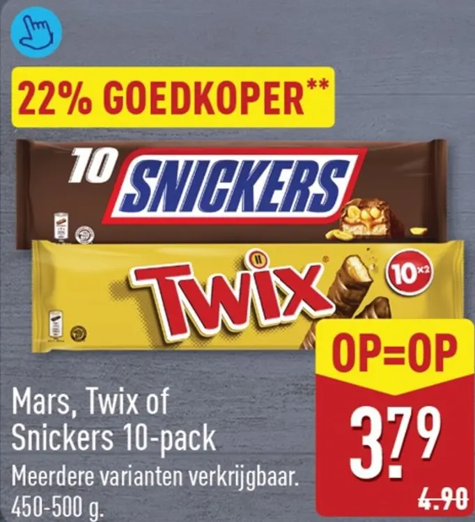Aanbieding: Mars, Twix of Snickers 10-pack