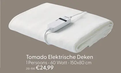 Aanbieding: Tomado elektrische deken 1-persoons 150x80 cm