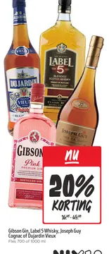 Aanbieding: Gibson Gin, Label 5 Whisky, Joseph Guy Cognac