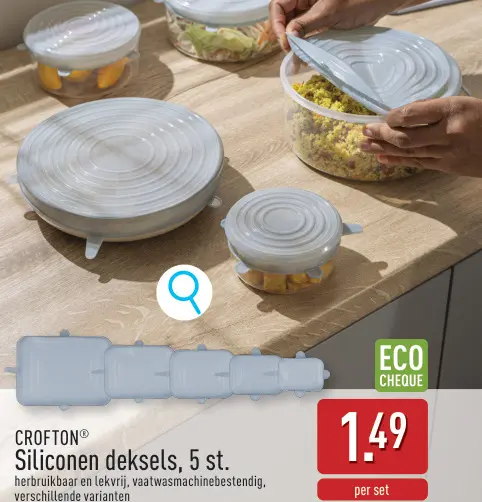 Promotie: CROFTON® Siliconen deksels, 5 st.