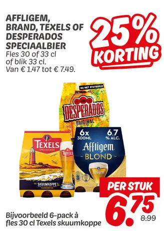 Aanbieding: Affligem, Brand, Texels of Desperados speciaalbier