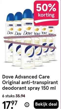 Aanbieding: Advanced Care Original anti-transpirant deodorant spray