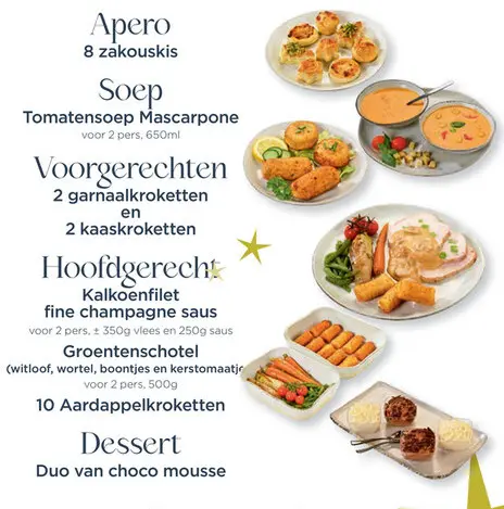 Promotie: Apero, Soep, Voorgerechten, Hoofdgerecht, Gro