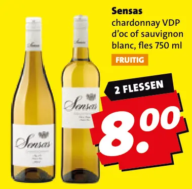 Aanbieding: Sensas chardonnay VDP d'oc of sauvignon blanc