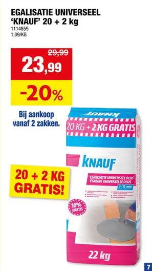 Promotie: egalisatie universeel 20kg+2kg