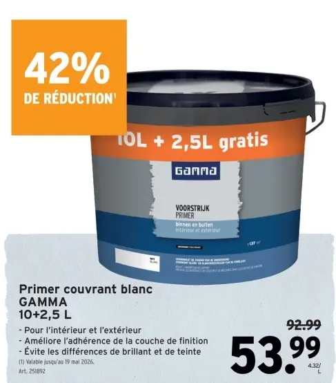 Offre: Primer couvrant blanc