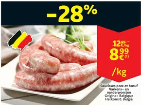 Offre: Saucisses porc et bœuf / Varkens- en runderworsten
