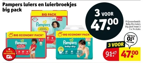 Aanbieding: Pampers luiers en luierbroekjes big pack