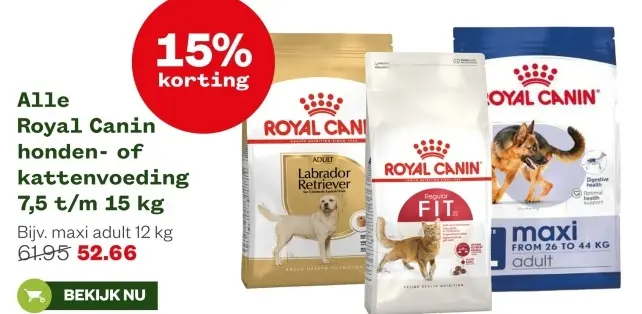 Aanbieding: Royal Canin honden- of kattenvoeding