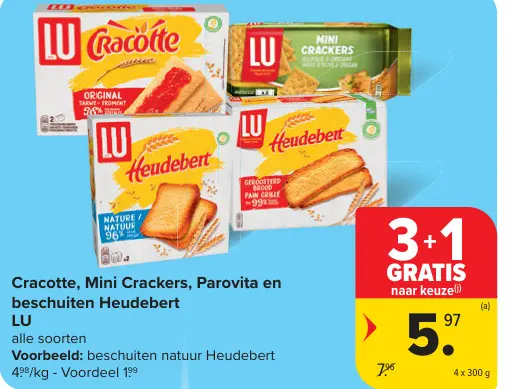 Promotie: Cracotte, Mini Crackers, Parovita en beschuiten Heudebert