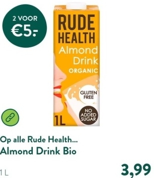 Aanbieding: Rude Health Almond Drink Bio - 1L