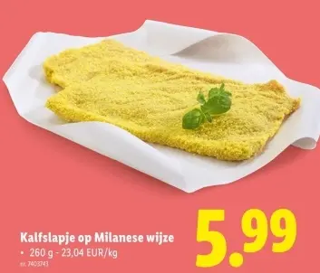 Promotie: Kalfslapje op Milanese wijze