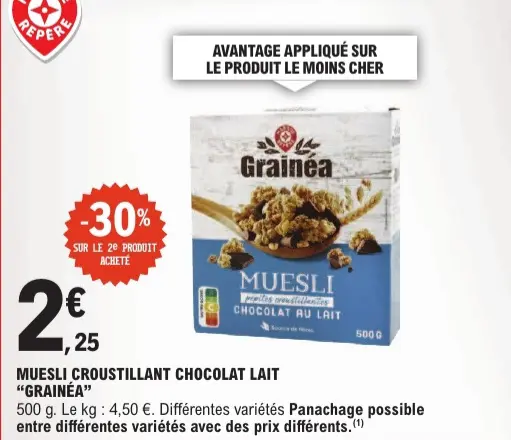 Offre: Muesli croustillant chocolat lait