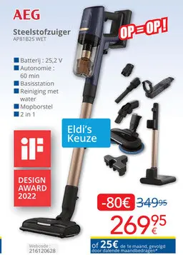 Promotie: Steelstofzuiger AP81B25 WET
