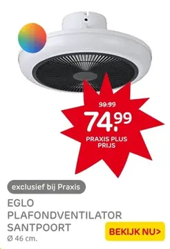 Aanbieding: EGLO PLAFONDVENTILATOR SANTPOORT