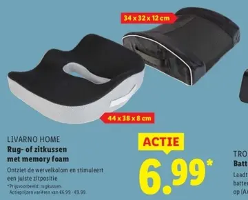 Aanbieding: Rug- of zitkussen met memory foam